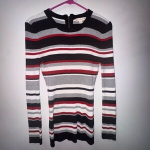 It's Our Time Women's Striped Black and Gray Sweater